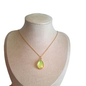 Faux Opal Tear Drop Necklace